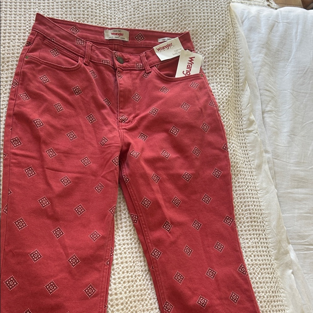Wrangler Women's Red Printed high-rise bold boot  Jeans